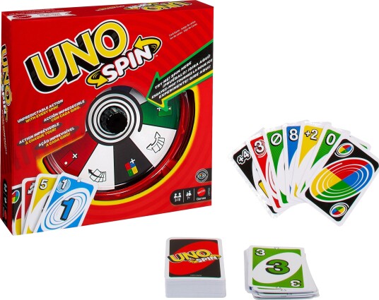 Mattel Uno Spin Kortspill med Snurrebrett for Barn og Familiekvelder Mattel Uno Spin Kortspill med Snurrebrett for Barn og Familiekvelder