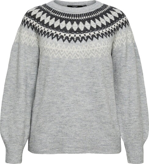 Vero Moda Curve - Genser vmcSimone LS Nordic Pullover GA Boo - Grå