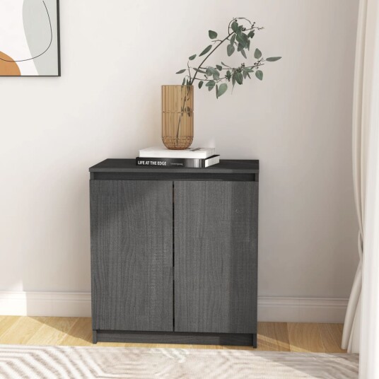 vidaXL Sideskap grå 60x36x65 cm heltre furu vidaXL Sideskap grå 60x36x65 cm heltre furu