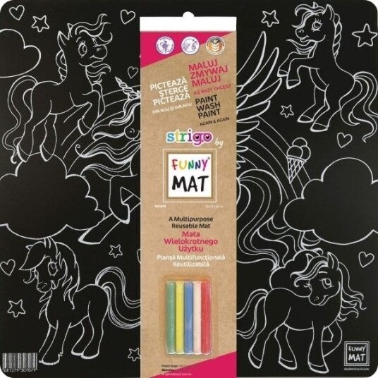 Fargebok Funny Mat Svart 40X40 Unicorns + Gratis Fargestifter