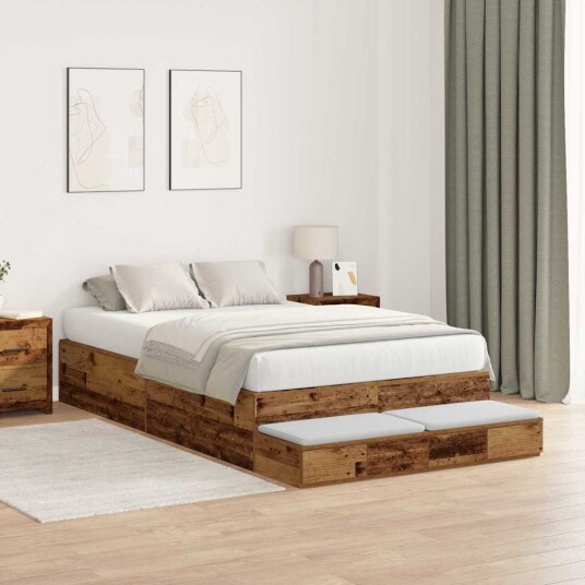 Oppbevarings Seng Ramme Gammel Tre 120x190 cm