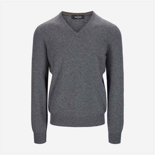 Gran Sasso V-Neck Cashmere - Grey Grå 50