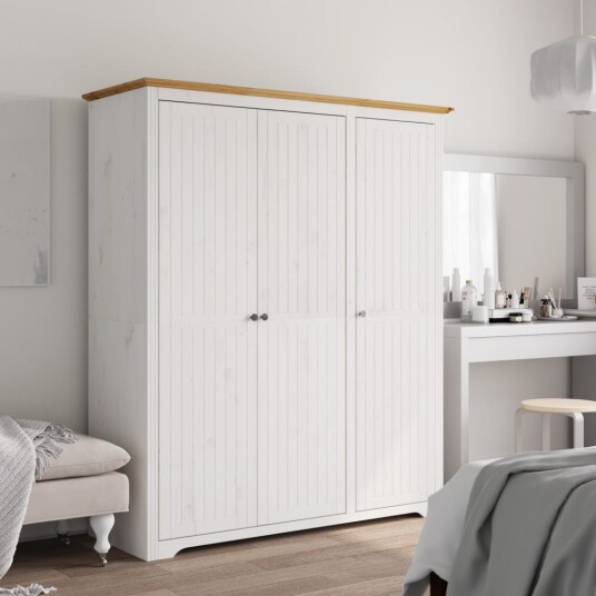 vidaXL Garderobe BODO hvit og brun 151,5x52x176,5 cm heltre furu vidaXL Garderobe BODO hvit og brun 151,5x52x176,5 cm heltre furu