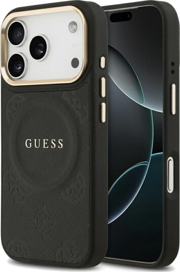 Guess Peony Hot Stamp MagSafe Etui til iPhone 17 Pro - Svart