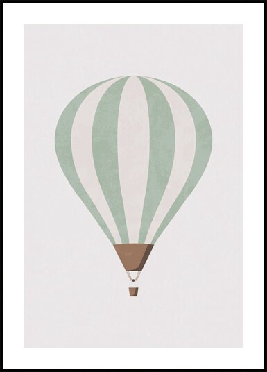 Green Hot Air Balloon Plakat Plakat / 30x40cm