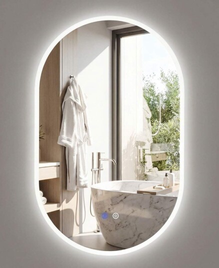 LED baderomsspeil med antidugg justerbart lys 80x50cm