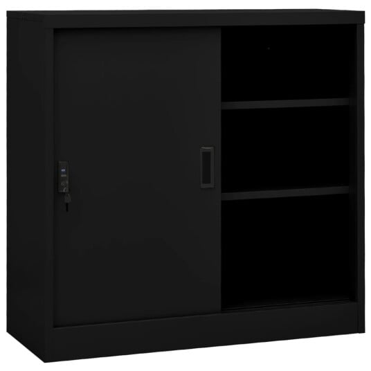 vidaXL Kontorskap med skyvedør 90x40x90 cm stål svart vidaXL Kontorskap med skyvedør 90x40x90 cm stål svart