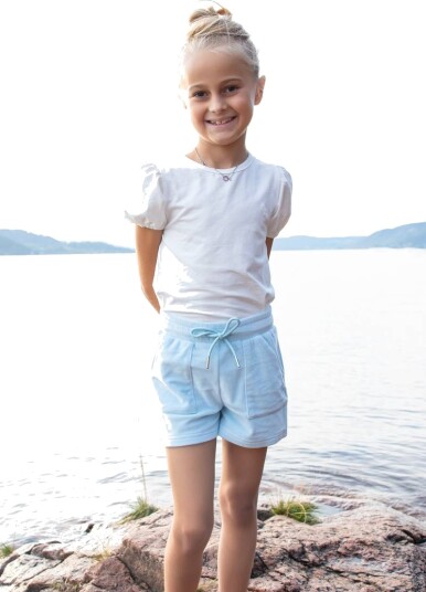 Vilje & Ve Hermine Velour Shorts Pastel Blue (128 / 8 år)