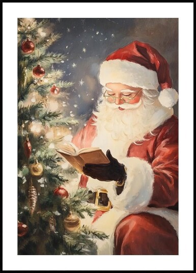 Santa Reading No.2 Poster Plakat / 40x50cm