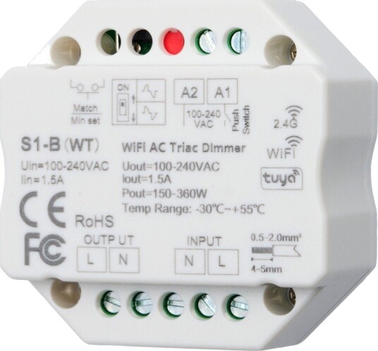 Ledlife LEDlife rWave innbyggingsdimmer Tuya/SmartLife RF+Wifi 200W LED dimmer Ledlife LEDlife rWave innbyggingsdimmer Tuya/SmartLife RF+Wifi 200W LED dimmer
