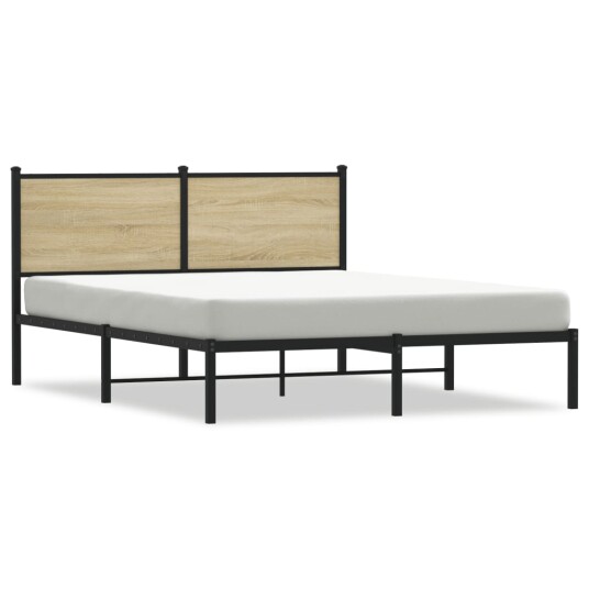  Sengeramme i metall med hodegavl sonoma eik 137x190 cm 8721102953026