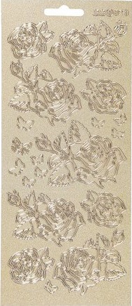 Diverse Klistremerker roser ark 10x23 cm gull 1 ark