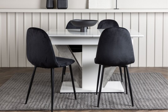 Venture Home Disa Spisegruppe 120 cm Rektangulær med 4 Polar Stoler Sort