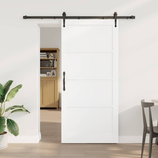 vidaXL skyvedør med beslagsett Hvit 93x202 cm Solid tre Furu