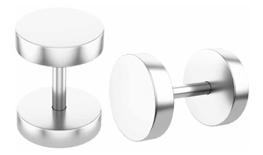 2 pakke falske plugg falske strekkøreringer piercings smykker sølv 8mm