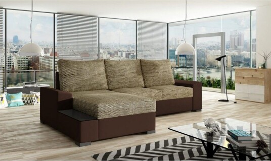 Seksjon Eltap Negro 245x165x90 cm Berlin 03 Myk 66 Beige Mørk Brun Venstre