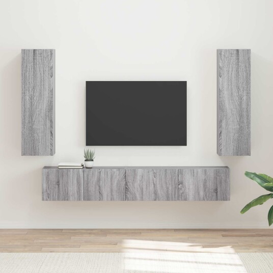 TV benksett Veggmontert 3 pcs Grå Sonoma Konstruert tre TV benksett Veggmontert 3 pcs Grå Sonoma Konstruert tre
