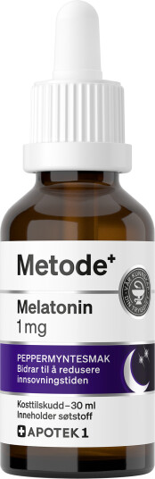 Metode Melatonin 1 mg dråper med smak av peppermynte 30 ml