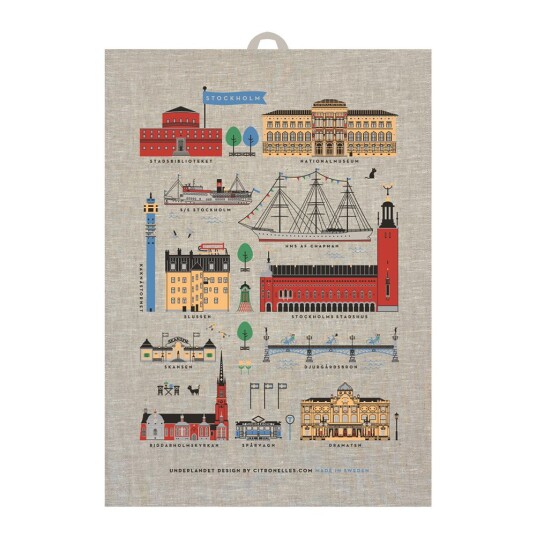 Citronelles Stockholm City kjøkkenhåndkle 50x70 cm beige/multi