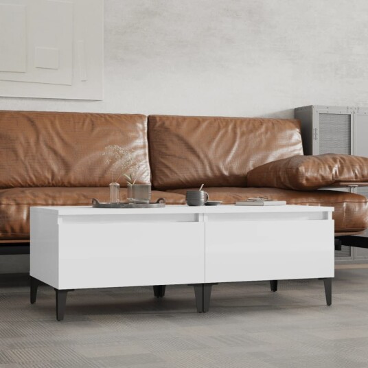 Sidebord 2 stk høyglans hvit 50x46x35 cm konstruert tre 8720845668662 Sidebord 2 stk høyglans hvit 50x46x35 cm konstruert tre 8720845668662