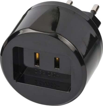 Reise Adapter USA-til-Europa med 2,5 A-sikring