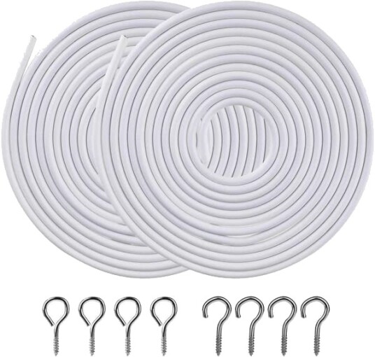 Gardinspiraltråd 2 stk Gardinkabel Med skrueøyne og kroker Gardintråd Spiraltråd Takgardinskinne Gardinkabellinje for klær