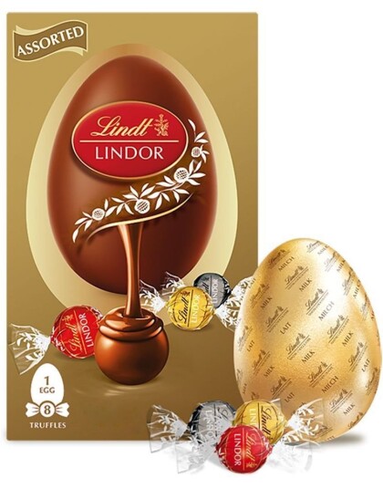 Lindt Lindor Assorted Egg   Stort Sjokoladeegg og Assorterte Trøffelsjokolader 183 gram