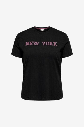 Only Carmakoma T skjorte carZafiro Life SS O neck Svart