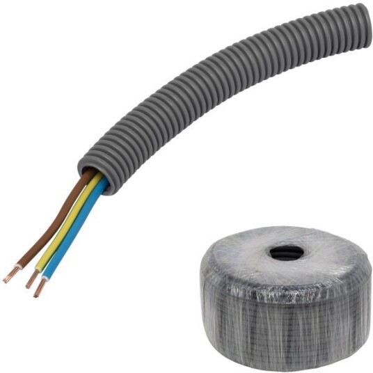 Pipelife FQ PowerFlex Kabel forhåndslagt, temperaturklasse II 100 m, 3G 2,5 mm², ytre Ø 16 mm