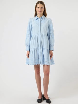 Y.A.S Zimia Long Sleeve Shirt Dress Blå 34