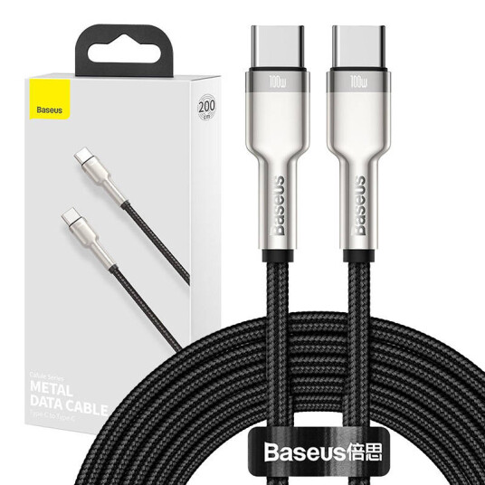 Baseus 100W USB-C Kabel 2m Sort for hurtiglading