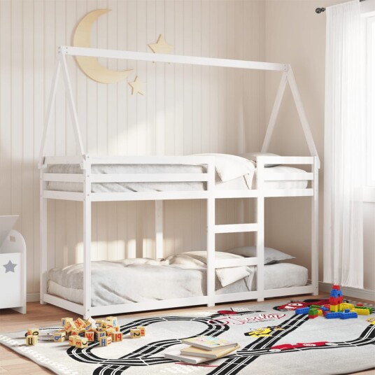 Køyeseng med tak hvit 90x190 cm heltre furu 8721102669866