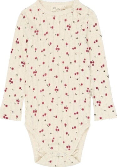 Petit Piao Ppgracie L_S Pointelle Body   EGGNOG ROSEHIP AOP   80