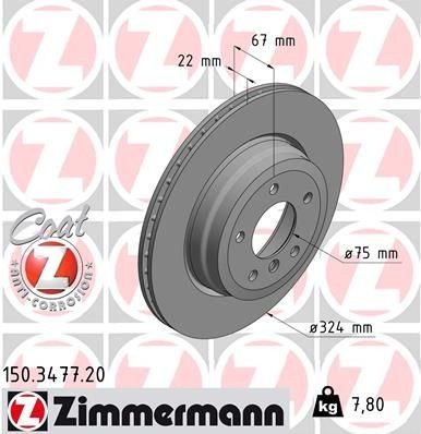 Bremseskive ZIMMERMANN 150.3477.20 Bremseskive ZIMMERMANN 150.3477.20