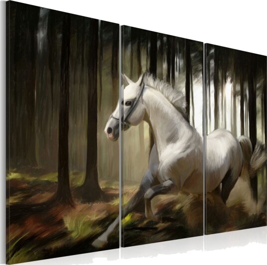 Bilde A White Horse In The Midst Of The Trees 120x80 Artgeist sp. z o. o.