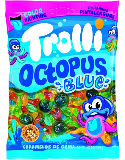 Trolli Octopus Blue   Tungefargende Vingummi Blekkspruter 100g