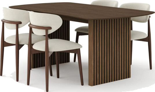 Richeto Spisegruppe 180 cm Røkt eik med 4 Molly Spisestoler - Røkt eik/Beige