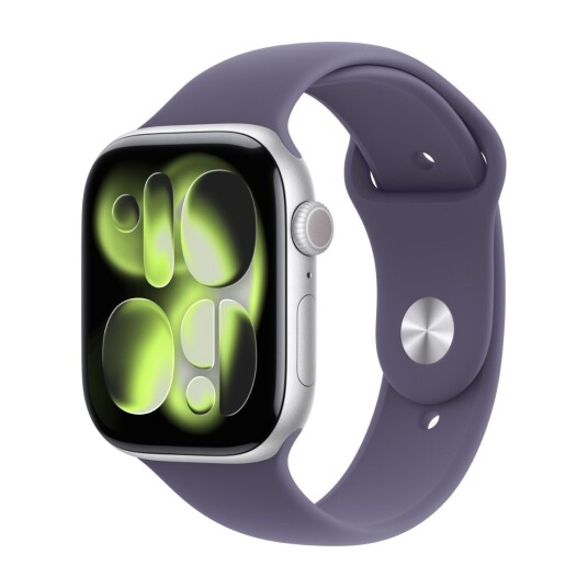 Apple Watch Series 11 GPS 46mm Silver Aluminium Case with Purple Fog Sport Band M/L