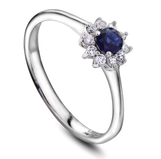 Pan Jewelry, Ring i sølv med blå zirkonia, størrelse 48
