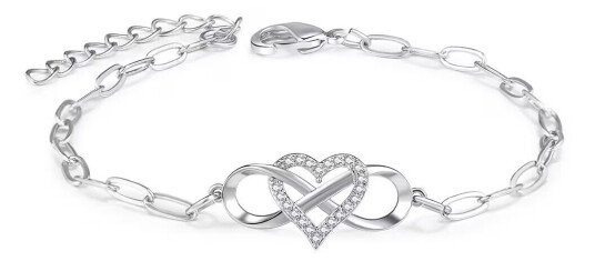 INF Zircon Infinity Love Symbol Sjarmerende justerbart armbånd for kvinner Sølv INF Zircon Infinity Love Symbol Sjarmerende justerbart armbånd for kvinner Sølv