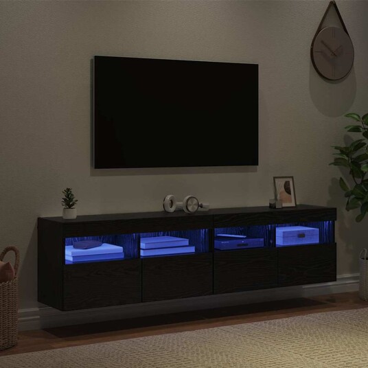 TV Veggskap 2 pcs Svart Eik 80 x 30 x 40 cm Konstruert tre