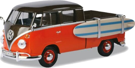MotorMax VW Type 2 T1 Pickup med Surfebrett 1:24