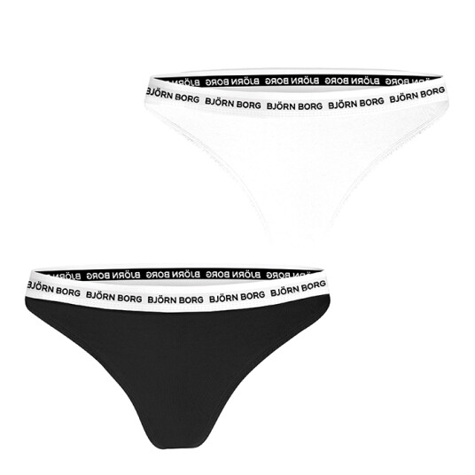 2-Pack Core Logo Thong, Black/White Svart/Vit OS