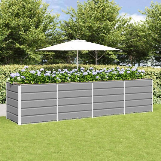 vidaXL Plantekassed Lysegrå 320 x 80 x 75 cm Stål
