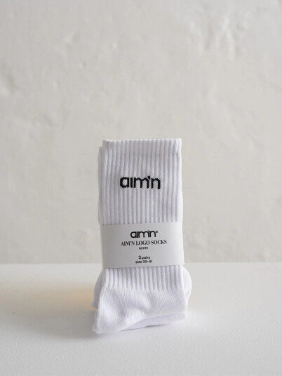Aim'n Logo Socks 3-Pack Hvit 36-38