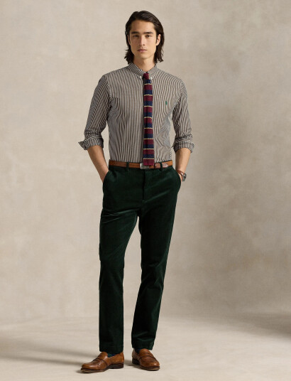 Polo Ralph Lauren Slim Fit Striped Stretch Poplin Shirt - Brown - XS Polo Ralph Lauren Slim Fit Striped Stretch Poplin Shirt - Brown - XS