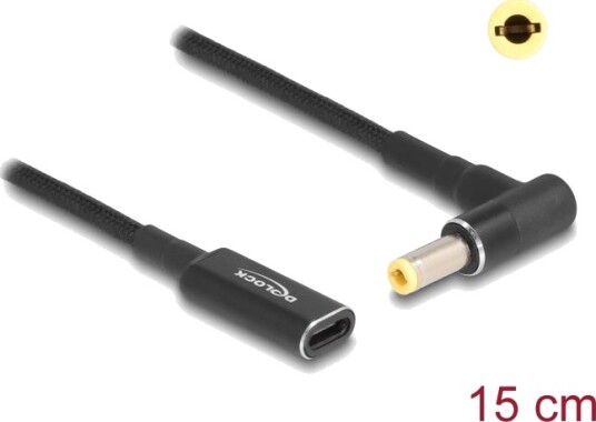 Delock strømadapter - 24 pin USB-C til 5,5 x 2,5 mm DC-jakk - 15 cm