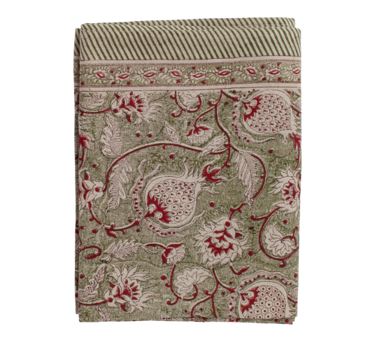 Chamois  Pomegranate bordduk lin 170x270 cm grønn/natur