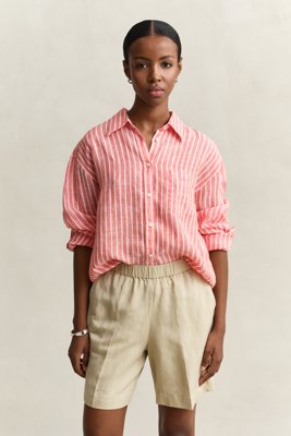 GANT Rel Striped Linen Ls Shirt Red 34 GANT Rel Striped Linen Ls Shirt Red 34