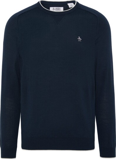 Original Penguin OP Heritage Crew Sweater Golfgenser herre Black Iris Xinao Hthr XX Large